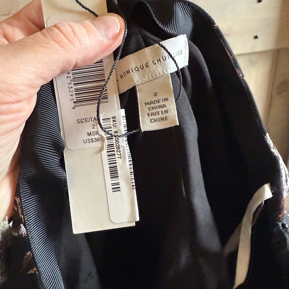 NWT Monique Lhuillier Black Floral Straight Leg Pants - Picture 11 of 13